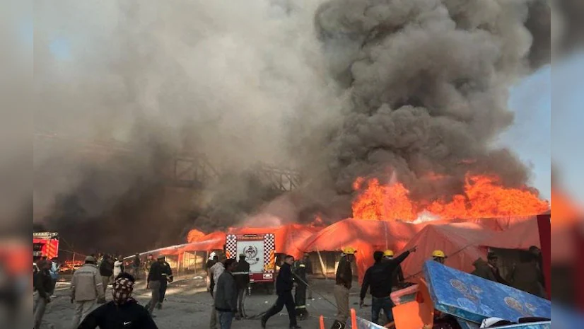Massive Fire Breaks Out at Maha Kumbh Mela in Prayagraj, No Casualties Reported.
