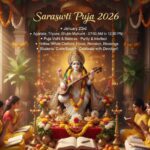Make a photo of the size 1200x628px on the topic Saraswati Puja 2026 falls on January 23. Discover exact date, shubh muhurat timings for Agartala Tripura, puja vidhi, mantras, yellow/white clothes benefits, and tips for students to gain knowledge & success. Celebrate Basant Panchami with devotion!