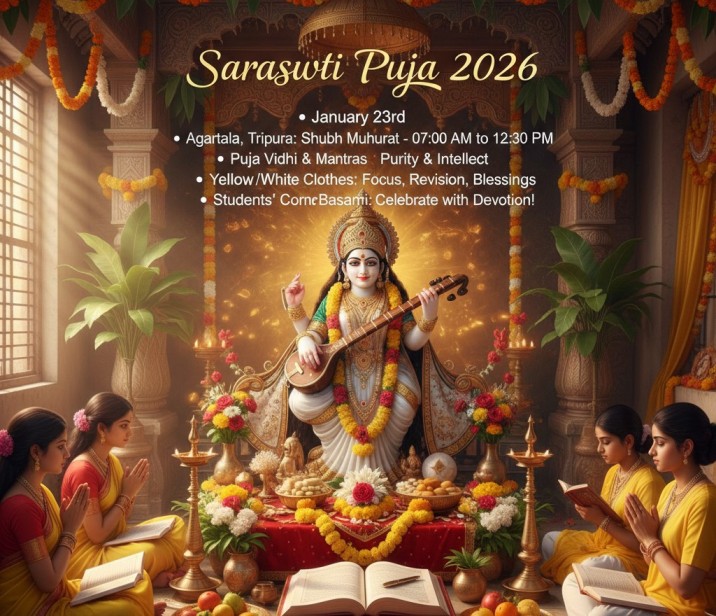 Saraswati Puja 2026: Date, Muhurat, Rituals & Auspicious Colors for Success