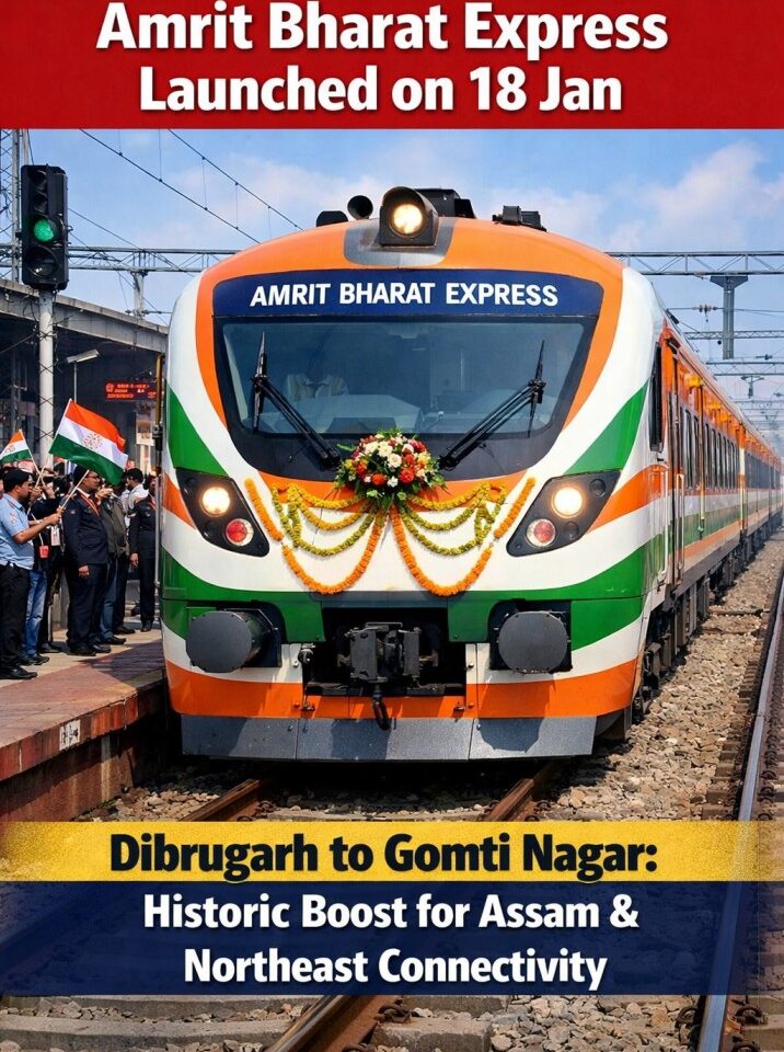 Amrit Bharat Express Train Launched on 18 jan from Dibrugarh to Gomti Nagar: Historic Boost for Assam and Northeast Connectivity