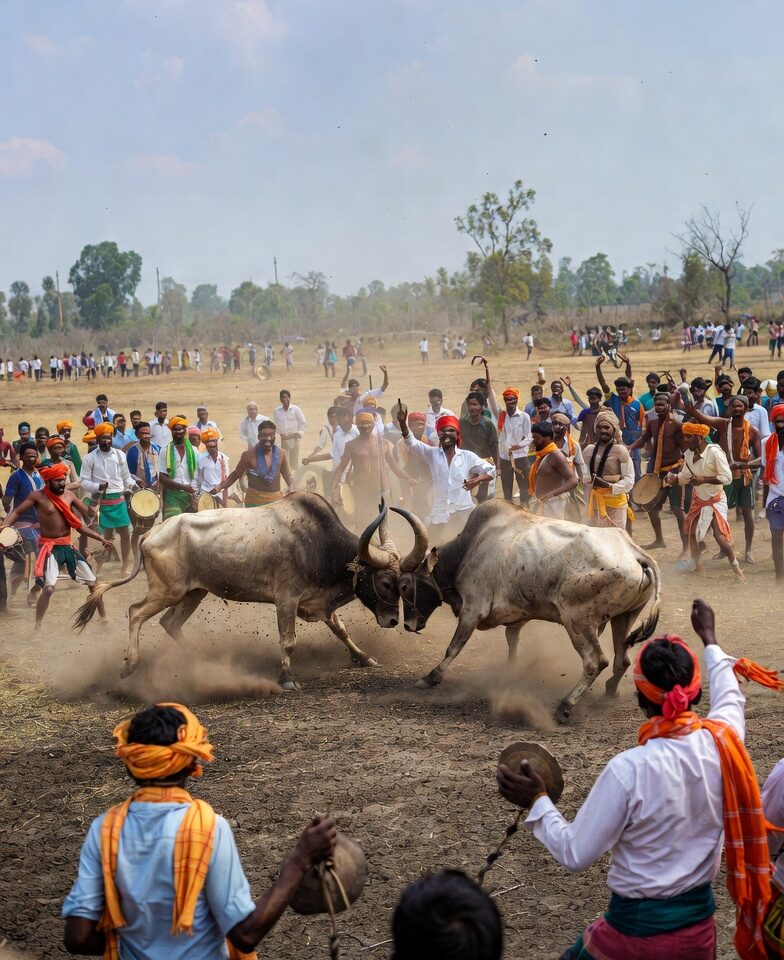 Despite Court Ban, Buffalo Herders Preserve Tradition in BaidyabariRoaring Clashes of Fierce Bulls Echo Across the Field in Marigaon