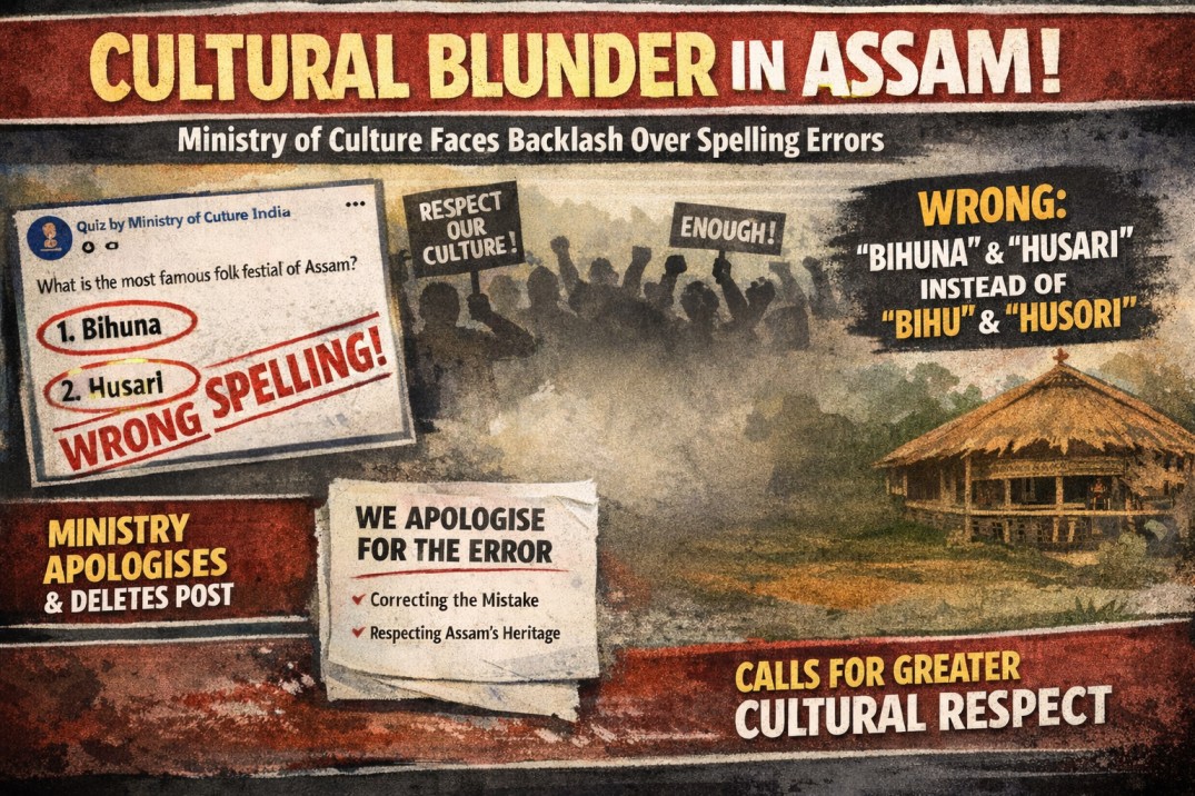 Ministry of Culture Bihu Husori Misspelling Controversy: Assam Outrage Over ‘Bihuna’ and ‘Husari’ Error Sparks National Debate on Cultural Sensitivity