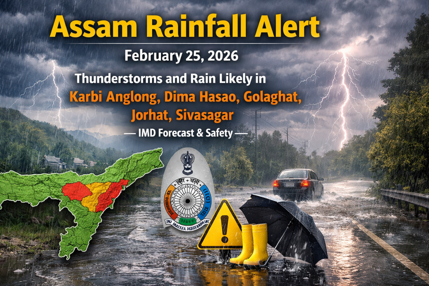 6 Assam Districts Hit by Sudden Rainfall Alert Tonight