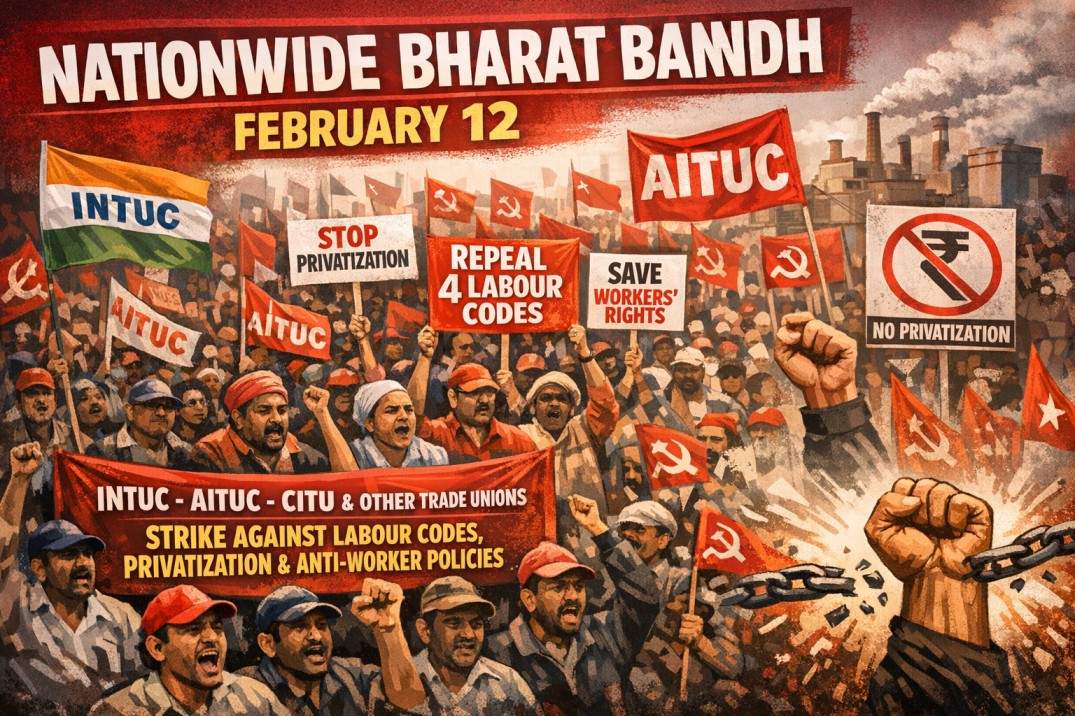 Trade Unions Call for Nationwide Bharat Bandh on Feb 12