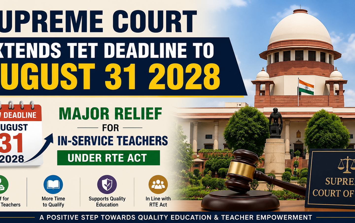 Critical TET Deadline Extended by Supreme Court till 2028