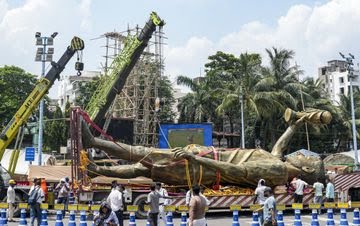 Controversial 64ft Messi Statue Kolkata Dismantled Safely!