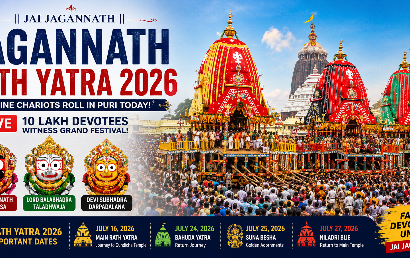 Epic Jagannath Rath Yatra 2026: 10 Lakh Devotees Surge!