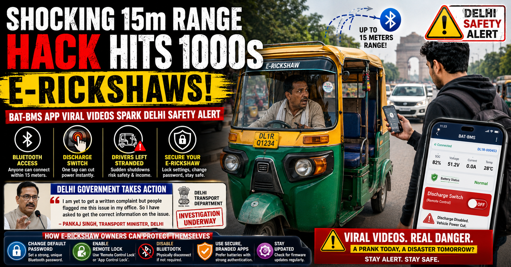 Shocking 15m Range Hack Hits 1000s E-Rickshaws!