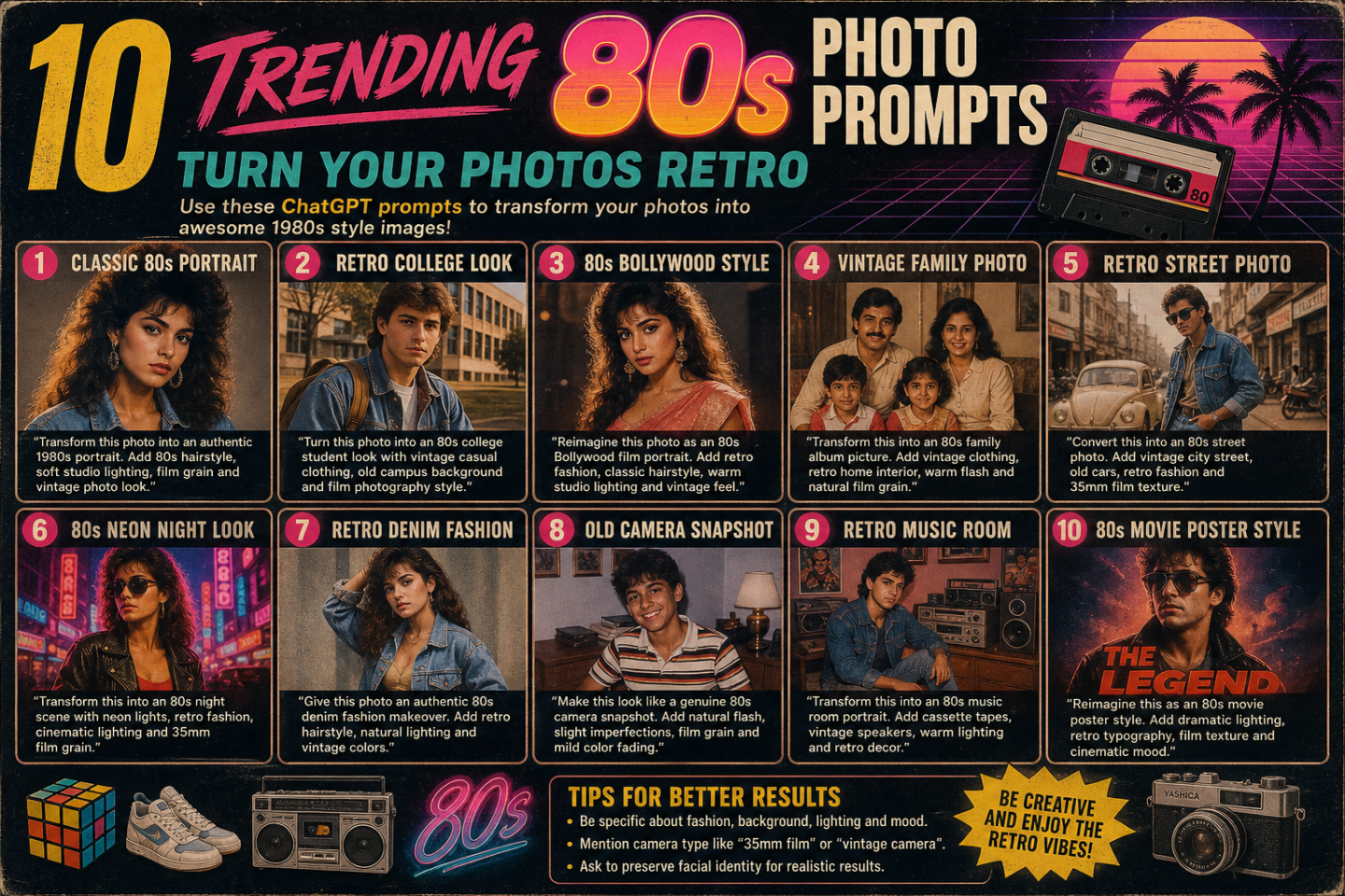 10 Trending 80s Photo Prompts to Make Photos Go Viral