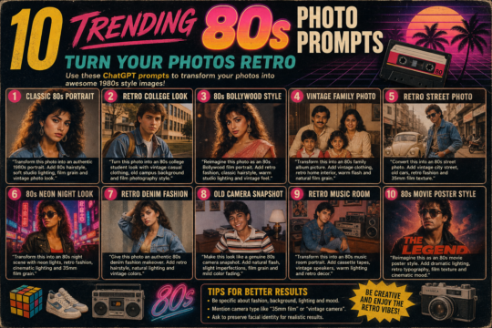 10 Trending 80s Photo Prompts to Make Photos Go Viral